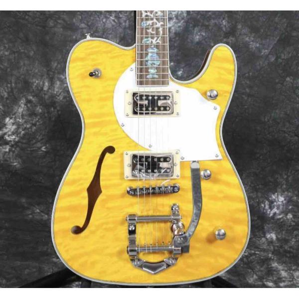2019 Grand Special F Hole TL Electric Guitar Quilted Maple Abalone Inlay Bigsby Shipping Cost