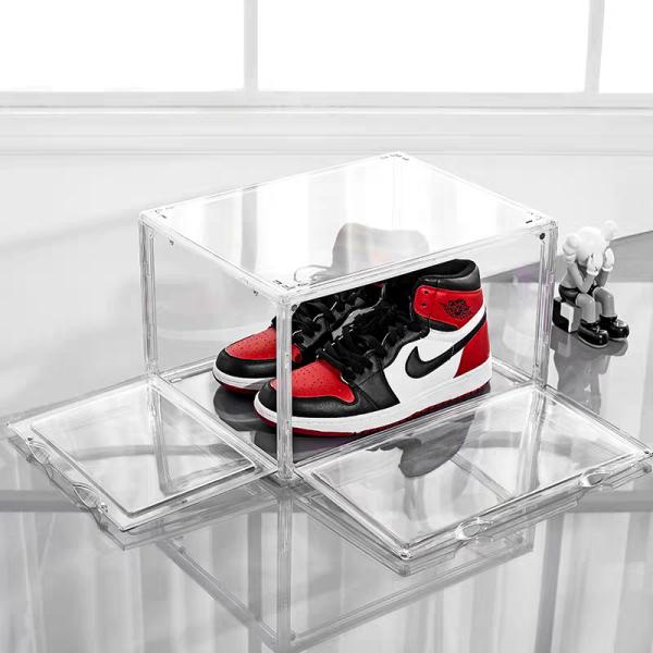 Custom Transparent Plastic Sneaker Stackable Shoe Storage Boxes Drop Front