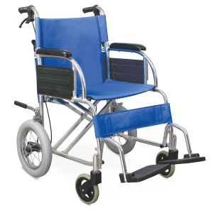 China Blue Aluminum Manual Wheelchair Self Propelled Fixed Armrest 84*28*76cm on sale
