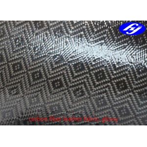 Jacquard Glossy Carbon Fiber Leather Fabric TPU Coated Rhombus Pattern For