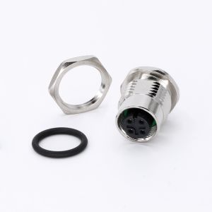 Panel Mount M12 4 Pin Connector Flange PCB Version Front Mounting A Coding