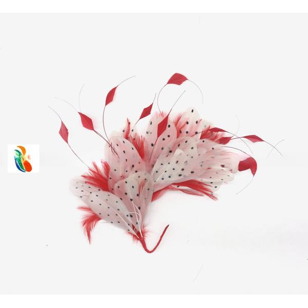 Dyed Party Decoration Stripped Coque Feather and Goose Feather Flower Mount with Wire Accessory