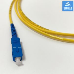 2m SC UPC 3.0mm Yellow LSZH Jacket Stainless Steel Armored Patch Cord For