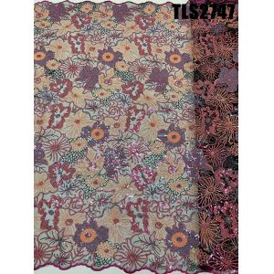 African Sequins Lace Fabric Multi color Net Embroidery Tulle Lace Fabric For