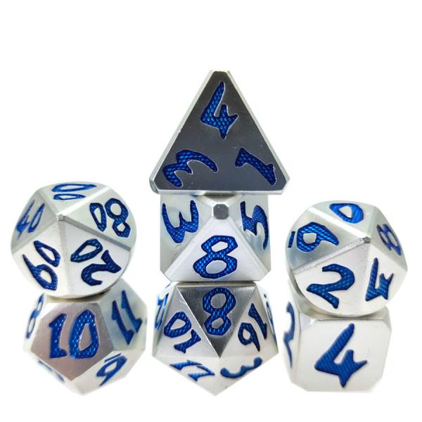 Wholesale Glow Green Metal DND Dice 7 Piece Nontoxic Polyhedral Dice Set Light