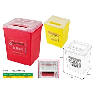 8 Litre Sharps disposal container, Sliding Lid, Red,Sharps Container |