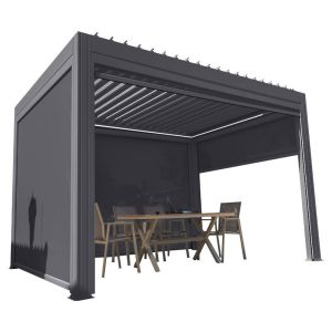 Quality Outdoor Courtyard Four Corner Pavilion with Electric Louver Turning and Aluminium Alloy Frame for sale