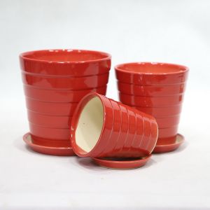 China Round Lightweight Ceramic Planters With Drainage Hole on sale