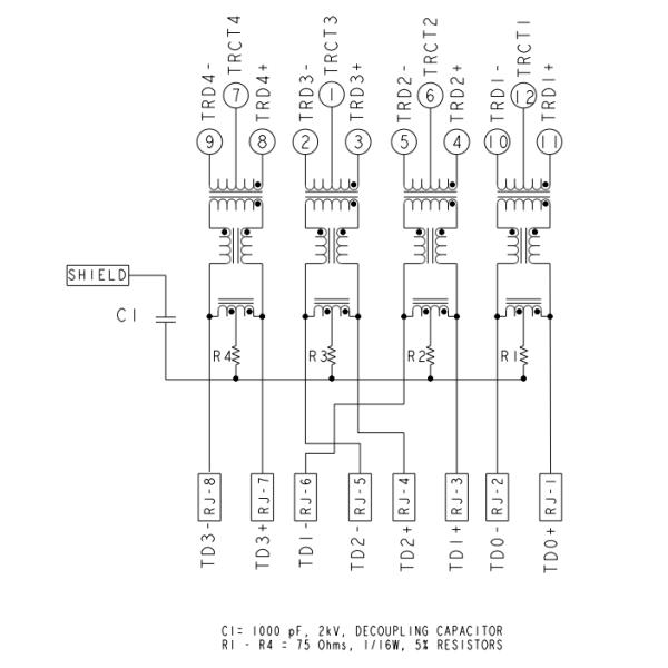 1-1840727-8 1000BASE-T RJ45 Magnetic Connector