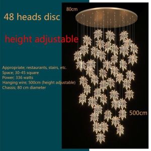 Modern staircase chandelier hotel lobby villa spiral leaf chandelier(WH-NC-74)