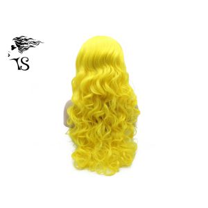 Bright Yellow Color Synthetic Wavy Lace Front Wigs For Rupuals Drag Race