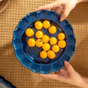 Gradient Blue And White Dinnerware Set Ceramic Floral Bone Tableware For Mother