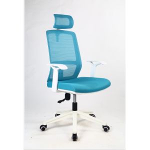 Ergonomic Blue Swivel Office Chairs PU Armpad Height 1120mm