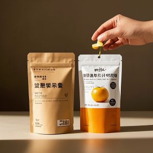 100% Recyclable Kraft Packaging Bags with Window Design Custom Logo Bulk Order