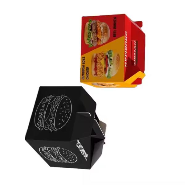 Buy Custom Portable Fried Chicken Hamburger Sandwich Boxes with Stamping Printing Handling CMYK 4 Color Offest Printing at wholesale prices