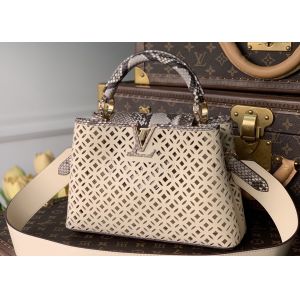 Hollow Out Womens Luxury Handbag , Snakeskin Off White Crossbody Bag