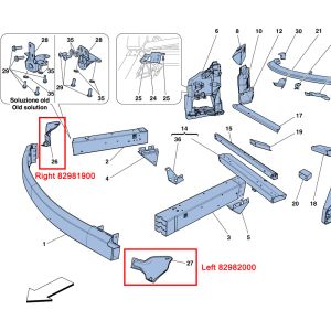 For Ferrari 458 Front Left Bumper Inner Iron Outer Bracket Radiator Fastening