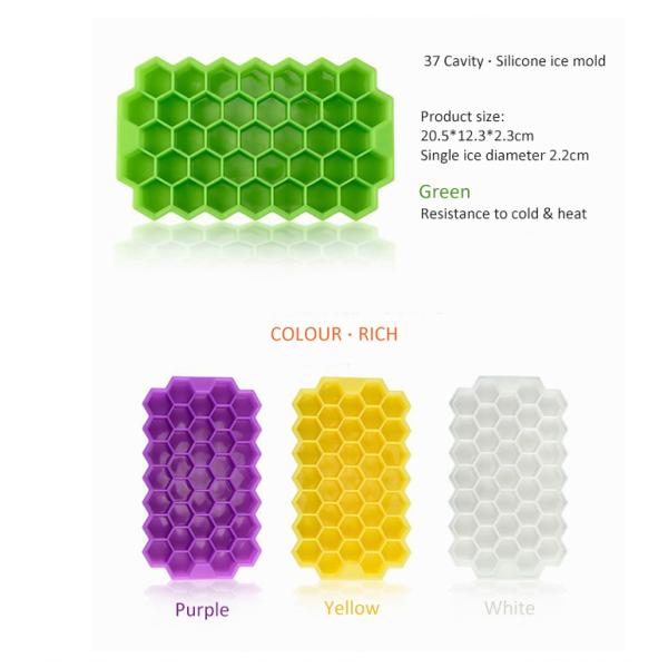 Sustainable Ice Cream Makers Hot Foldable 37-Cavity Honeycomb Silicone Ice Tray with Lid