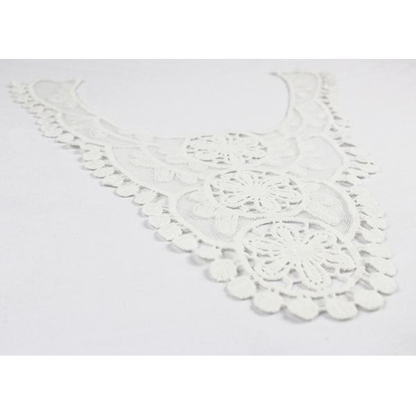 White Lace Flower Appliques Collar With Cotton Water Soluble Nylon Embroidered