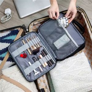 Portable Hanging Dopp Kit Custom Cosmetic Bag Rectangle Silk Screen Print