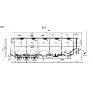 55cbm Flour Tank Semi Trailer Three Axles Stainless Steel Material