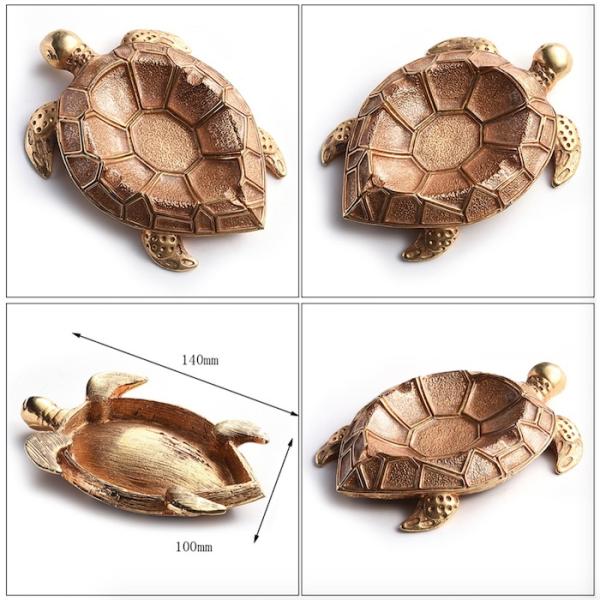 Creative Die casting 100*140mm Metal Turtle Ashtray Gold Zinc Alloy Ashtray