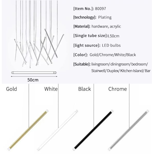 Modern LED Creative Black Round Tube Design Chandelier Chute Multi Light Chandelier（WH-AP-606）