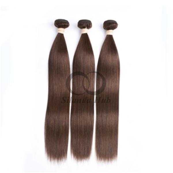 #4 Medium Brown Straight Remy Human Hair Bundles Sew In Weave Bundles Brazilian Bundle Deals