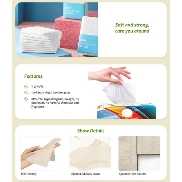 Ultraportable Pocket Disposable Facial Tissue 7.87" Square Shape