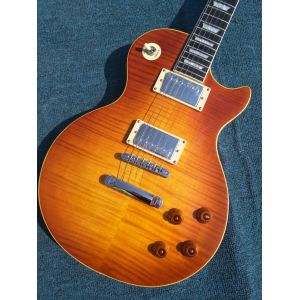 Quality Tiger flame 1959 R9 LP standard electric guitar piece by piece neck body, Tune-o-Matic bridge, FRET binding free deliver for sale
