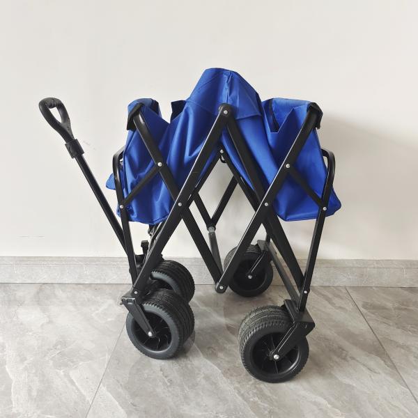 Outdoor Camping Folding Beach Wagon With Band Brake PU Wide Wheels