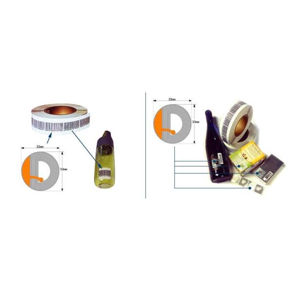 Plastic Retail Anti Theft Labels Round Shape , 33mm Dia RF Sticker Labels Cosmetic Items