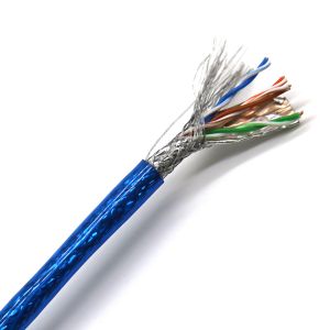 Transparent Blue Shield Cat 5 Ethernet Cable 0.46mm Solid OFC Conductor