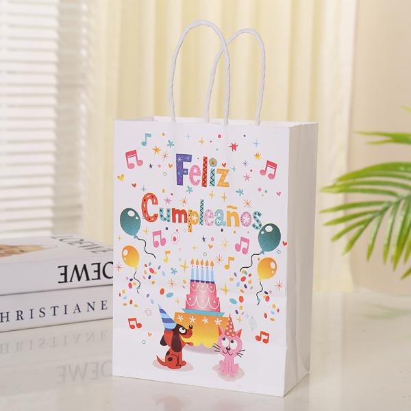 Personality Doodle Design Brown Kraft Paper Easter Goody Bag for Food Snacks Packaging