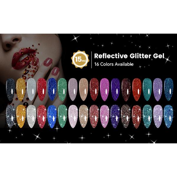 Custom 15ml Flash Shiny Disco Gel Soak Off Diamond Reflective Glitter Gel Polish Neon for Manicure Nail Art UV Nail Gel MSDS