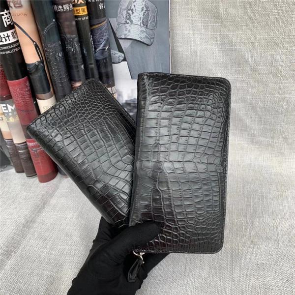 Genuine Real True Crocodile Belly Skin Male Clutch Purse Men's Long Wallet Authentic Alligator Leather Large Card Holder