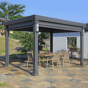 Waterproof Metal Gazebo Electric Flip Louvers Aluminium Pergola With Louvered