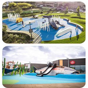 Outdoor Plastic Swing And Slide Set Multifunction Eco Friendly