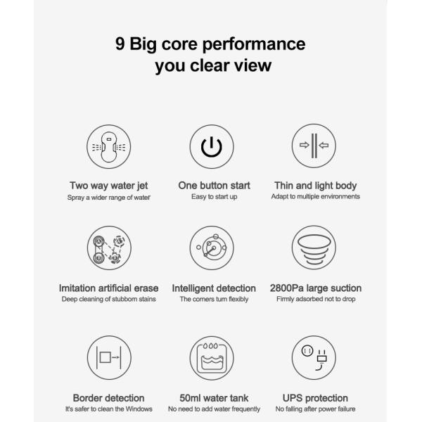 HCR-19 Automatic Spray Water Glass Window Cleaner Robot 295*145*62mm App-Controlled