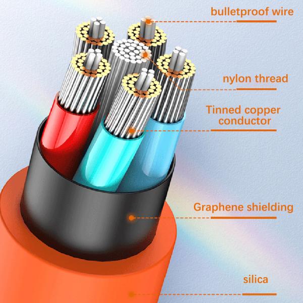 1m Durable Silicone Charging Cable with Zinc Alloy Connectors in Orange/Blue/White/Green CC60W / CL27W 480Mbps Cable