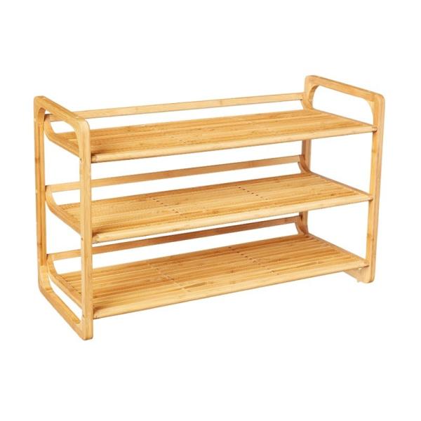 Rectangle Multifunctional Household Bamboo Shoe Shelf With Handles Customized