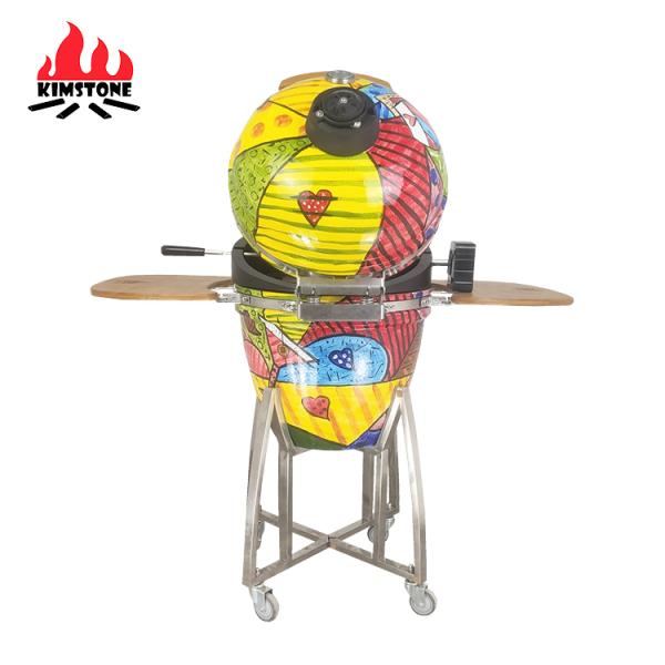KIMSTONE 21 Inch Painted Kamado Ceramic Grill Kamado Rotisserie Charcoal Ceramic Bbq Wholesale