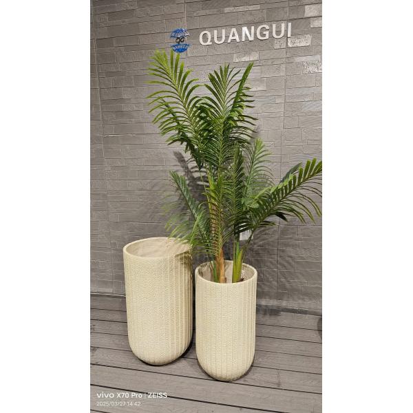 Fiber Clay Round Planter in Modern Fiber Cement Pot for Any Spac