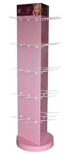 Purple / Gold Peg Hook Display , Economical Cardboard Product Stands