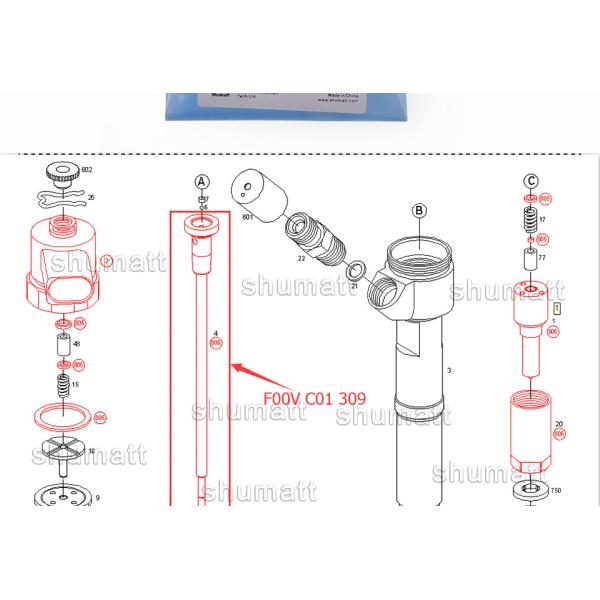 A+ new Shumatt Injector Control Valve Set F00VC01309 for 0445110054 / 0445110055 injector