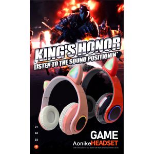 Colorful Foldable Bluetooth LED Cat Ear Headset For Younger