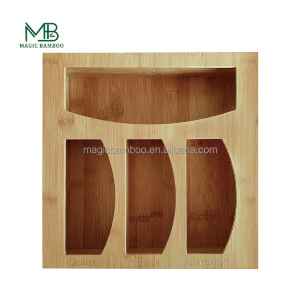 Bamboo Ziplock Bag Storage Organizer Natural Bamboo Plastic Wrap Storage And Dispenser