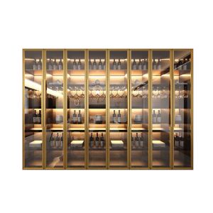 High-End Wine Liquor Cabinet Thermostatic Gold Color Stainless Steel Wine Rack