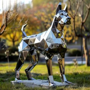 Modern Decoration Geometry Stainless Steel Dog Sculpture