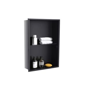 Waterproof 304 Stainless Steel Bathroom Wall Niche Single Shower Shelf for Black